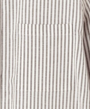 J.PRESS LADIES S リネンMIX ストライプ シャツ ブラウス ブラウンストライプ系