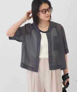AMERICAN HOLIC シアーショート丈開襟シャツ Charcoal Gray