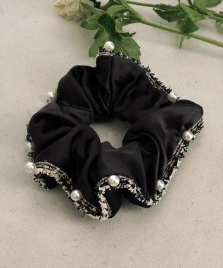 Tiaclasse ツイードフリンジシュシュ ブラック