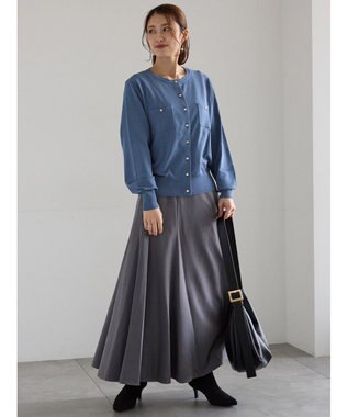 Te chichi ポケットデザインクルーネックカーディガン ブルー