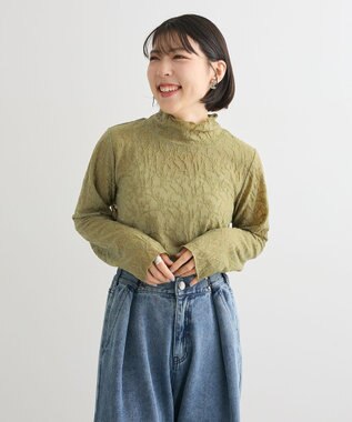Green Parks レースハイネックプルオーバー Khaki