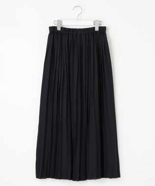 自由区 バックサテンアムンゼン プリーツスカート ネイビー系