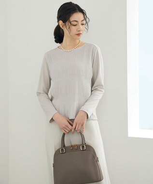 自由区 プリーツコンビジャージ ブラウス グレージュ