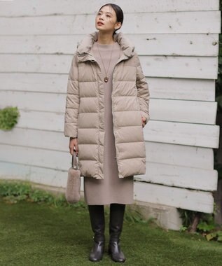 J.PRESS LADIES L 【洗える】CLOTH COMBI KNIT ワンピース ベージュ×アイボリー系