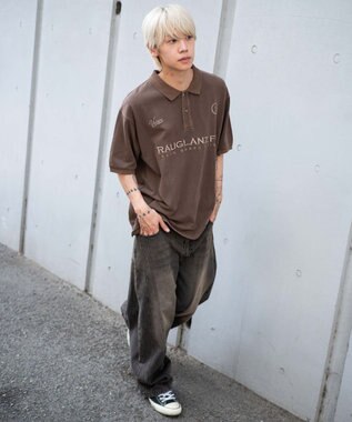 WEGO 【ユニセックス着用ITEM】ピグメントロゴポロシャツ（SS） ブラウン