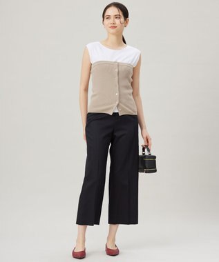 自由区 【洗える】ドライコットンハイゲージニット ビスチェ ベージュ