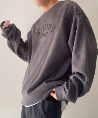 WEGO フェイクスウェードロゴプルオーバー ブラック中濃色