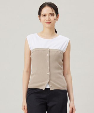 【洗える】ドライコットンハイゲージニット ビスチェ