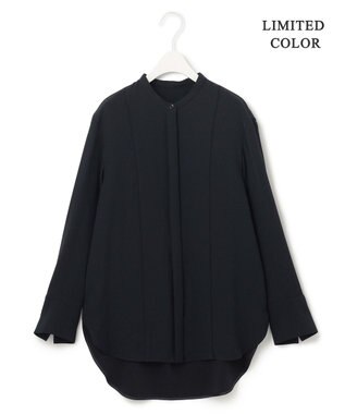 ICB 【WEB限定カラーあり・洗える】 ライトダブルクロス バンドカラーシャツ ネイビー系［WEB限定］