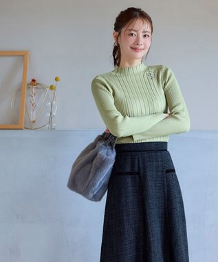 Tiaclasse 【新色追加・洗える】ランダムリブニットプルオーバー ミントA