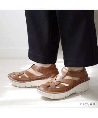 Pointer 本革編み込みグルカサンダル ブラウン