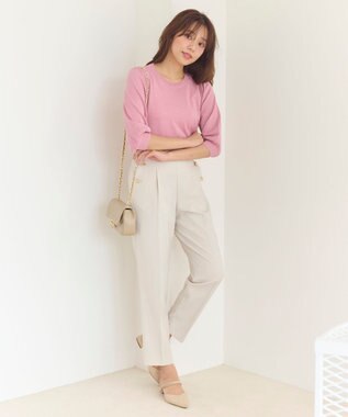 Feroux 【洗える】ラメ プルオーバーニット ピンク系