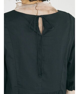 CRAFT STANDARD BOUTIQUE インド綿パフスリーブギャザーワンピース Black