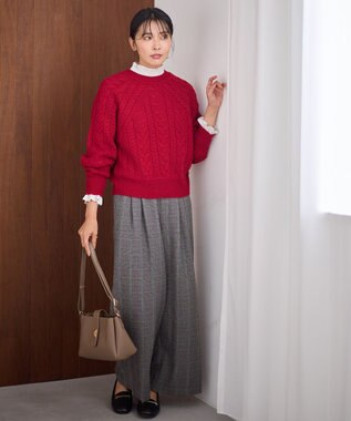 ANY フリルネックブラウス ライトグレー