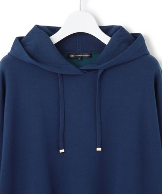 23区 L 【洗える】ダブルフェイスニット パーカー ブルー系