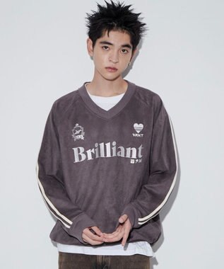 WEGO 【ユニセックス着用ITEM】フェイクスウェードグラフィックプルオーバー ブラック中濃色