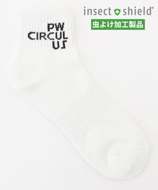 PW CIRCULUS 【虫よけ加工】【MEN】ブランドロゴ ショートソックス  ゴルフ ホワイト系