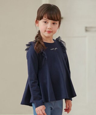 ANY KIDS フレアシルエット 長袖 Tシャツ ネイビー