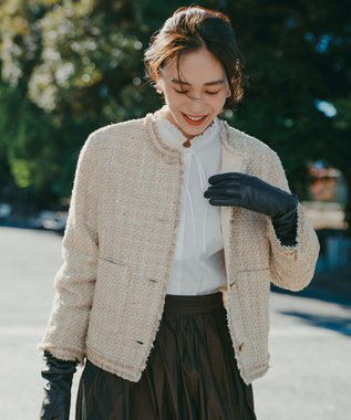 自由区 S ファンシーノットツイードノーカラー ジャケット