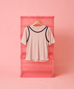 AMERICAN HOLIC 【PENNEY'S】配色タンクトップ+Tシャツ Pink