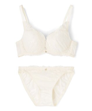 San-ai Resort（三愛水着楽園） 【northerly bra フィットシリーズ 谷間メイク】 カシュクールレースモールド ブラジャー＆ショーツSet B～Fカップ アイボリー