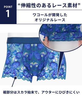 WACOAL MEN WACOAL MEN ボクサーパンツ 【レースボクサー】 フロント快適グラマラス 通気性 前閉じ 下着 メンズ WT3827 /ワコールメン ブルー