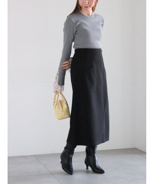 Te chichi レースカフスレイヤードニット グレー