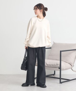 earth music&ecology サイドリブロゴスウェット Ivory