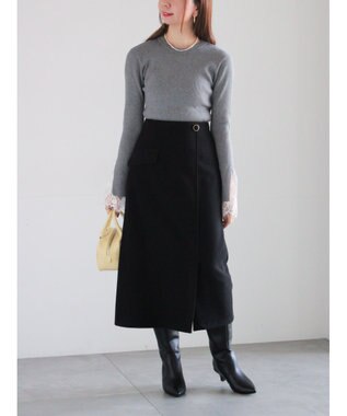 Te chichi レースカフスレイヤードニット グレー