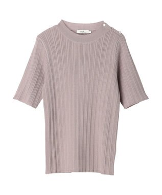 earth music&ecology ショルダーボタンリブニットプルオーバー Grayish Pink