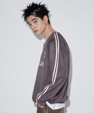 WEGO 【ユニセックス着用ITEM】フェイクスウェードグラフィックプルオーバー ブラック中濃色