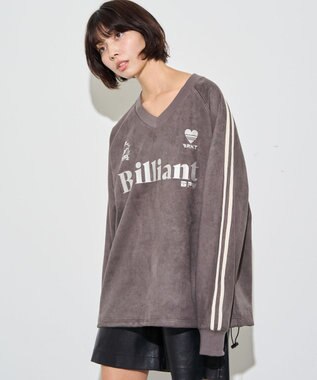 WEGO 【ユニセックス着用ITEM】フェイクスウェードグラフィックプルオーバー ブラック中濃色