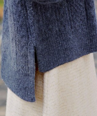 Tiaclasse 【洗える】ケーブル柄編みニットプルオーバー ブルー