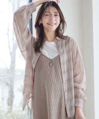 Tiaclasse 【2点セット】変形プリーツキャミワンピース＆Tシャツ モカ