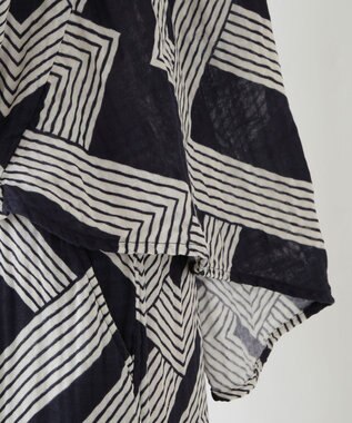 UCHINO クレープガーゼ ジオメトリックブラウス ダークブルー