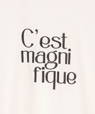 UNFILO BEAUTY FORM ロゴ刺繍フレンチスリーブTシャツ 白[ロゴ大]