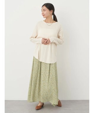 earth music&ecology キンモクセイ柄フレアスカート Green