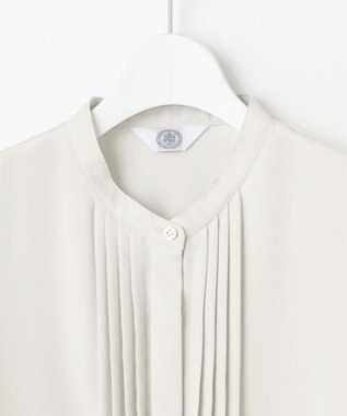 J.PRESS LADIES 【洗える】ヌーディスバックサテン タックプリーツ ブラウス グレージュ系