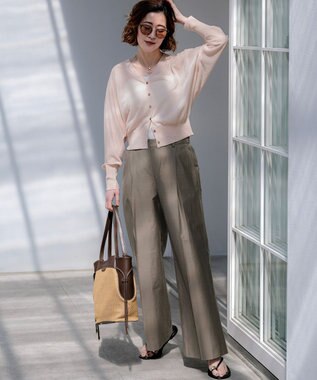 23区 ペーパーライクコンビ トートバッグ (M) ブラウン×ベージュ