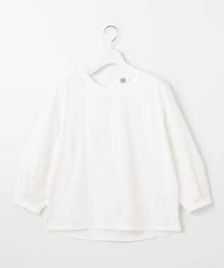 J.PRESS LADIES L プレーティングジャージー タックスリーブ カットソー ホワイト系