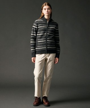 JOSEPH ABBOUD MOUNTAIN 【軽量/ソフト】ラム×モールジャカード ニットブルゾン グレー系7