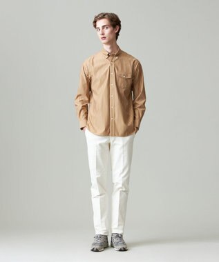 J.PRESS MEN KANEMASA マルチストライプジャージ シャツ ベージュ系1