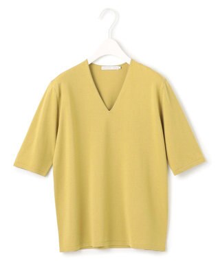 ICB 【洗える】シンセティックハイゲージ 半袖ニット クリームカーキ系