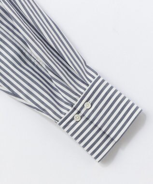 UNFILO イージーケア シャツワンピース ネイビーストライプ