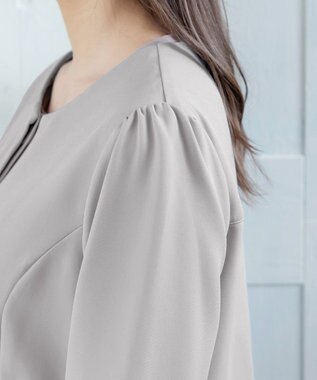 Tiaclasse 【ダブルストレッチ・洗える】ノーカラーAラインコート グレー