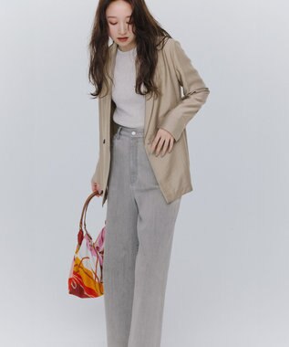 23区 【洗える】シャイニーシアー リブ ニット アイボリー系