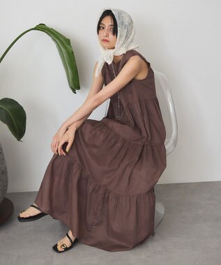 AMERICAN HOLIC ノースリーブティアードワンピース Brown