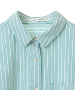 AMERICAN HOLIC ＵＶカットリサイクルコットンオックスシャツ Stripe Green