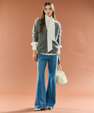 BEIGE， 【洗える】STOW / パフスリーブボウタイブラウス Ecru