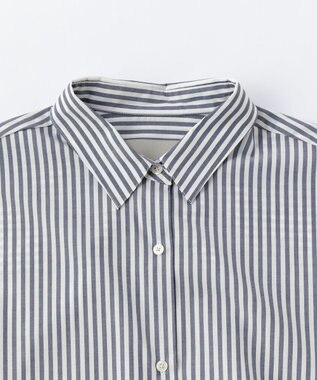 UNFILO イージーケア シャツワンピース ネイビーストライプ